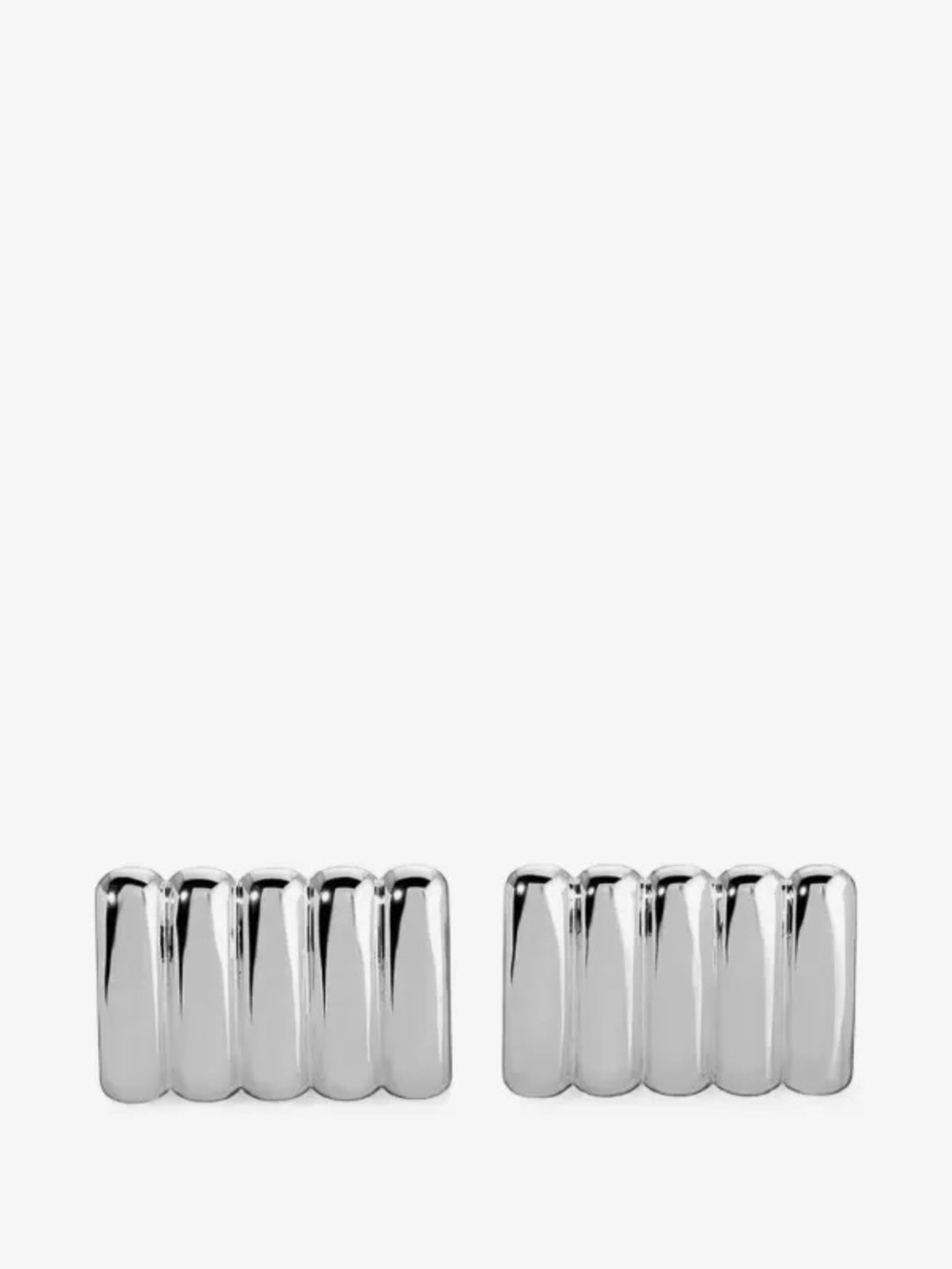 Polished Silver Ribbed Bar Stud Earrings